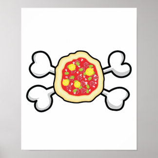 Affiche crâne à pizza et os croisés