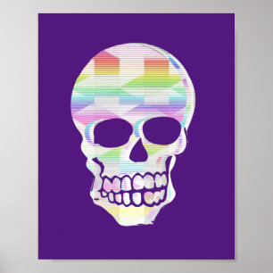 Affiche Crâne à rayures de couleur