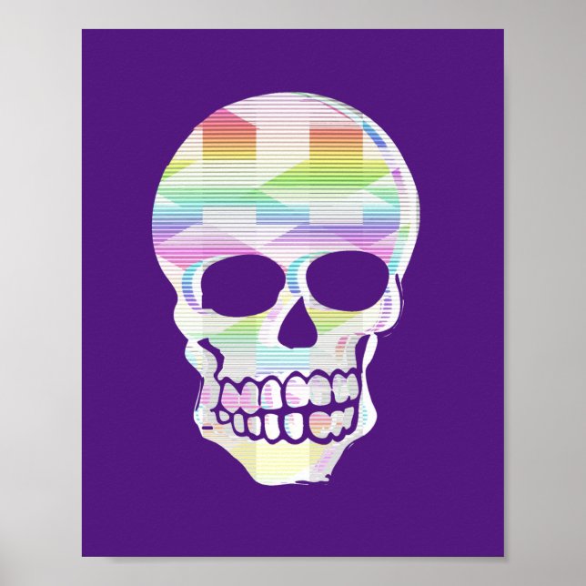 Affiche Crâne à rayures de couleur (Devant)
