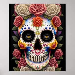 Affiche Crâne à sucre - Coloré traditionnel