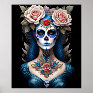 Affiche Crâne à sucre - Colorée Dia de los Muertos