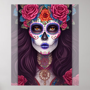 Affiche Crâne à sucre - Crâne à sucre mexicain traditionne