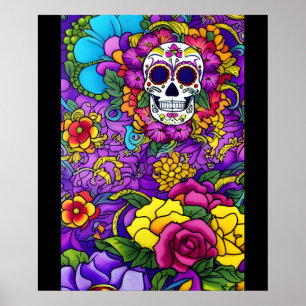 Affiche Crâne à sucre - Día de los Muertos Delight