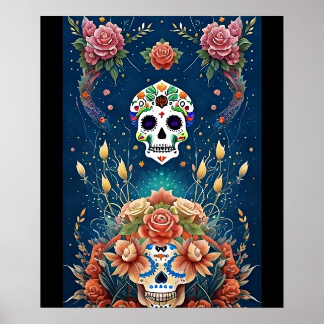 Affiche Crâne à sucre - Fête de Dia de los Muertos (Devant)