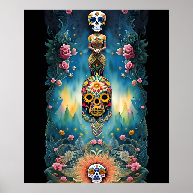 Affiche Crâne à sucre - Fête mexicaine des morts : (Devant)