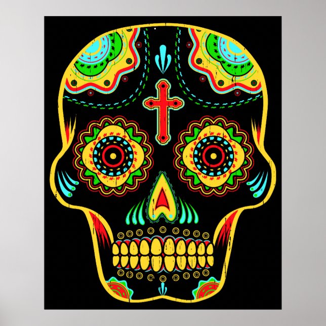 Affiche Crâne à sucre pleine couleur (Devant)