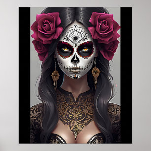 Affiche Crâne à sucre - Roses et révélations