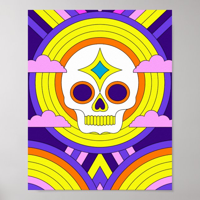 Affiche Crâne arc-en-ciel psychédélique (Devant)