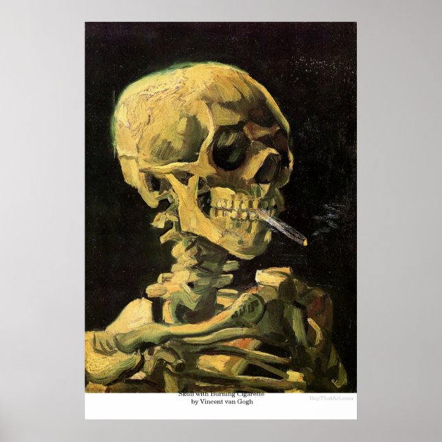 Affiche Crâne avec cigarette brûlante par Vincent van Gogh (Devant)