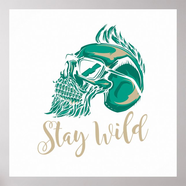 Affiche Crâne barbu Stay Wild moderne (Créateur téléchargé)