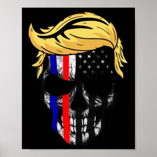 Affiche Crâne Cheveux Trump Halloween Tête Trump 4 Juillet