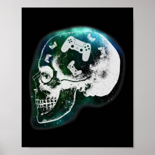 Affiche Crâne Contrôleur Mental Gaming Gamer Hommes Garçon