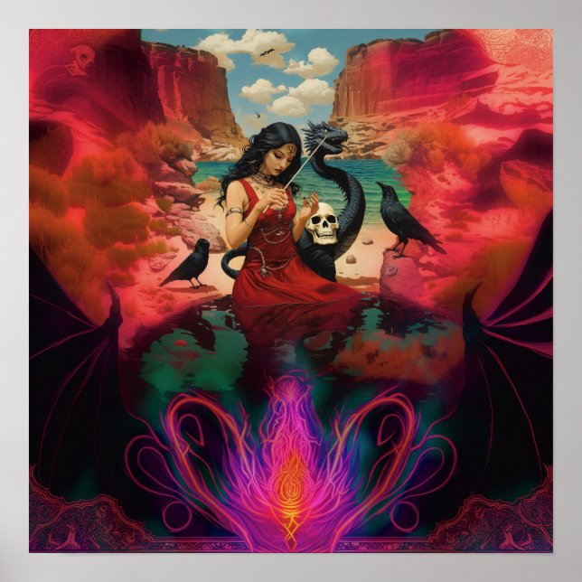 Affiche Crâne corbeau Abstrait cuisine AI Art Matte Valeur (Devant)