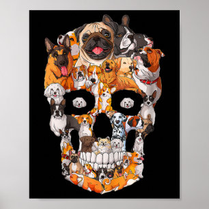 Affiche Crâne de Chien Amoureux des Pattes de Chien Hallow