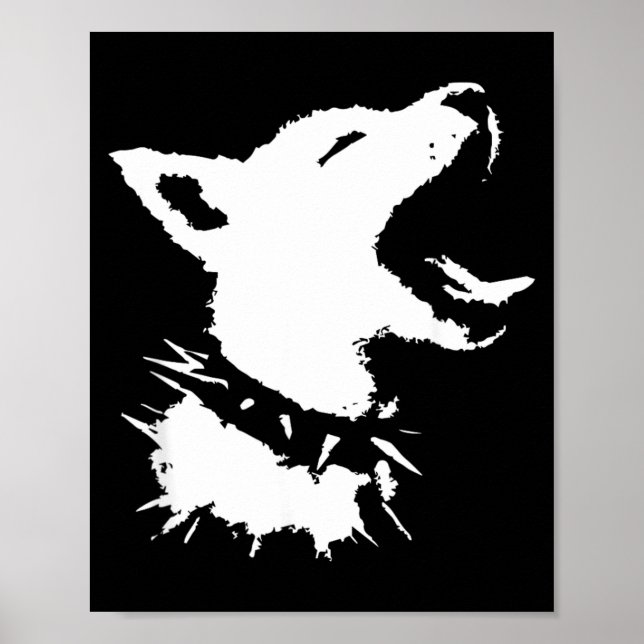 Affiche Crâne de Chien Punk Y2k Mignon Épouvantable Chiots (Devant)