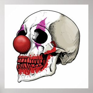 Affiche Crâne de Clown Rieur - Destin Jusqu'à la Mort