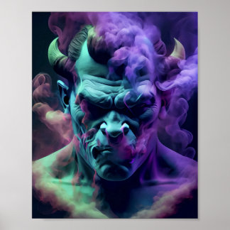 Affiche crâne de l'âme démon néon