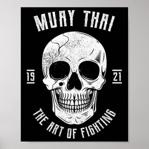 Affiche Crâne de Muay Thai - Boxe thaïlandaise et kickboxi