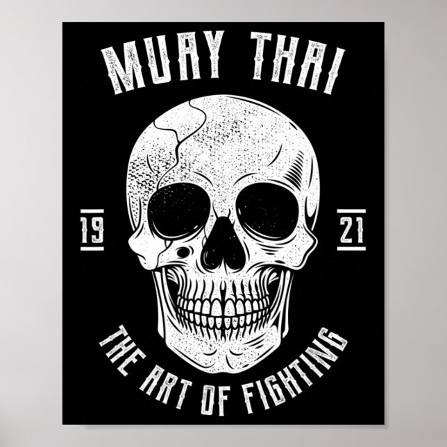 Affiche Crâne de Muay Thai - Boxe thaïlandaise et kickboxi (Devant)