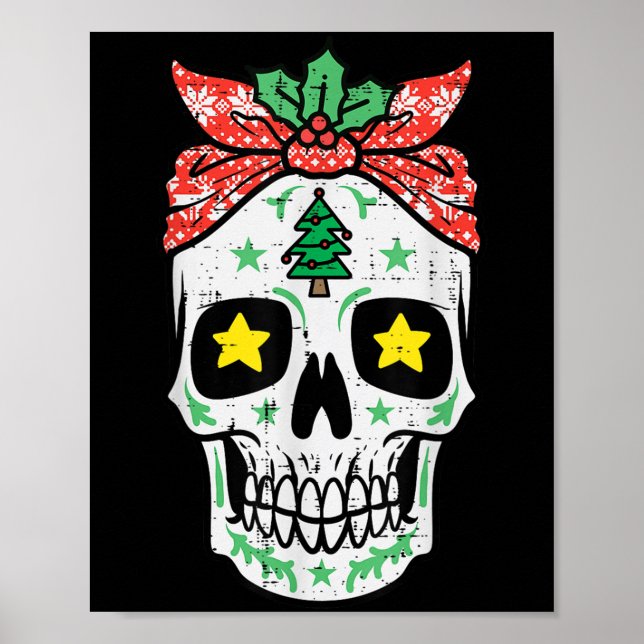 Affiche Crâne de Noël Bandana Xmas Mexicaine Femmes G (Devant)