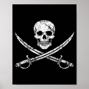 Affiche Crâne de pirate os croisés épée jolly roger