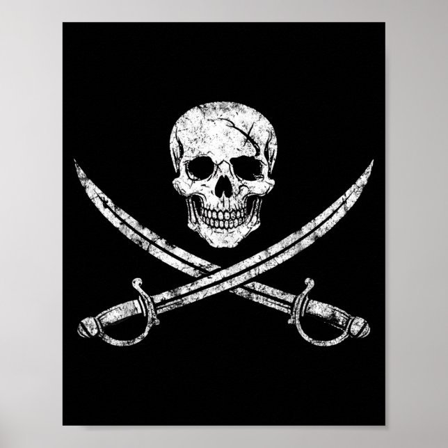 Affiche Crâne de pirate os croisés épée jolly roger (Devant)