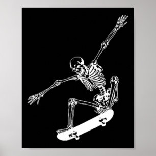 Affiche Crâne de skateboard squelette Halloween skateboard