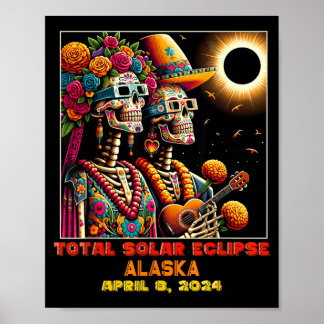 Affiche Crâne de Sucre Éclipse Solaire Totale Alaska AK