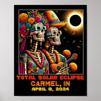Affiche Crâne de Sucre Éclipse Solaire Totale Carmel India