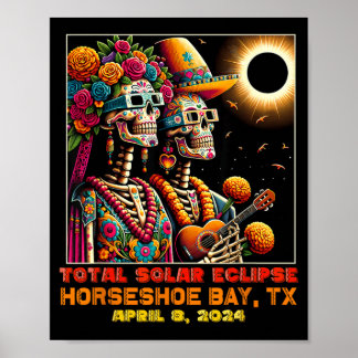 Affiche Crâne de Sucre Éclipse Totale du Soleil Chevaux Ba