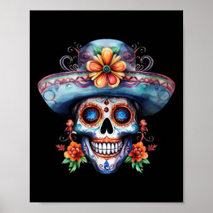 Affiche Crâne de sucre floral Jour des morts Dia De Muerto