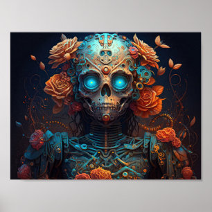Affiche Crâne de sucre Journée de la femme robotique des m