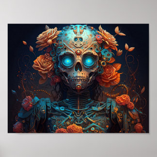 Affiche Crâne de sucre Journée de la femme robotique des m