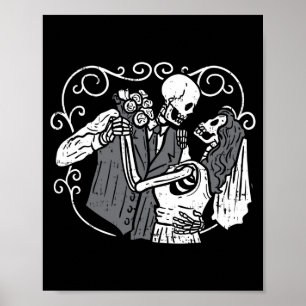 Affiche Crâne de sucre mariée mari fun dia muertos