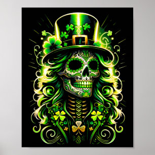 Affiche Crâne de sucre Saint Patrick Jour des morts Leprec