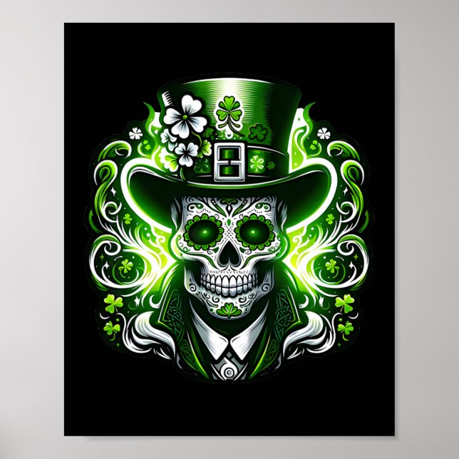 Affiche Crâne de sucre Saint-Patrick Jour des morts Leprec (Devant)