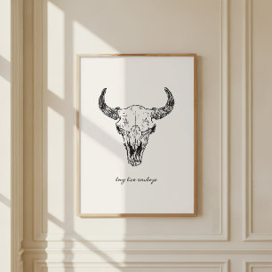 Affiche Crâne de vache Vive les cow-boys Mur occidental Fa