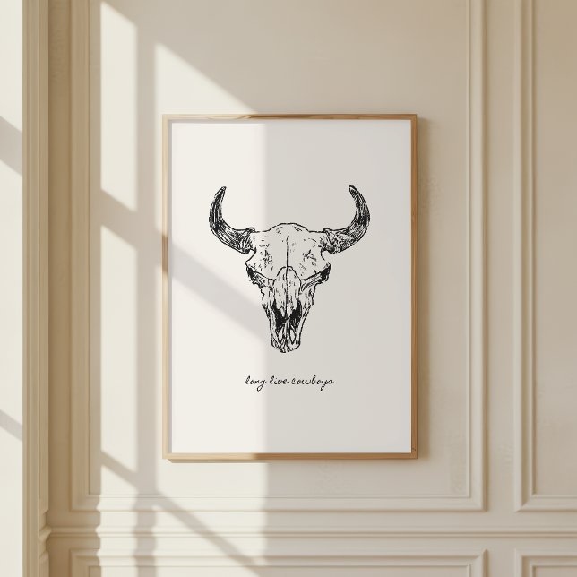 Affiche Crâne de vache Vive les cow-boys Mur occidental Fa (Créateur téléchargé)