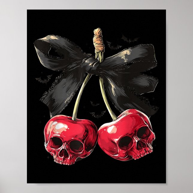Affiche Crâne d'été effrayant Cerise Halloween Coquette Bo (Devant)