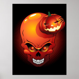 Affiche Crâne d'Halloween et Citrouille