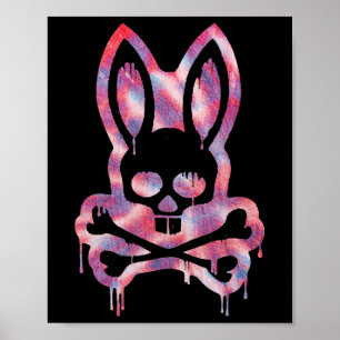 Affiche Crâne et os croisés Mauvais lapin d'horreur lapin