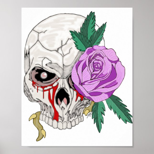 Affiche Crâne et Rose (Devant)