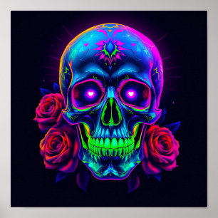 Affiche Crâne et Roses 
