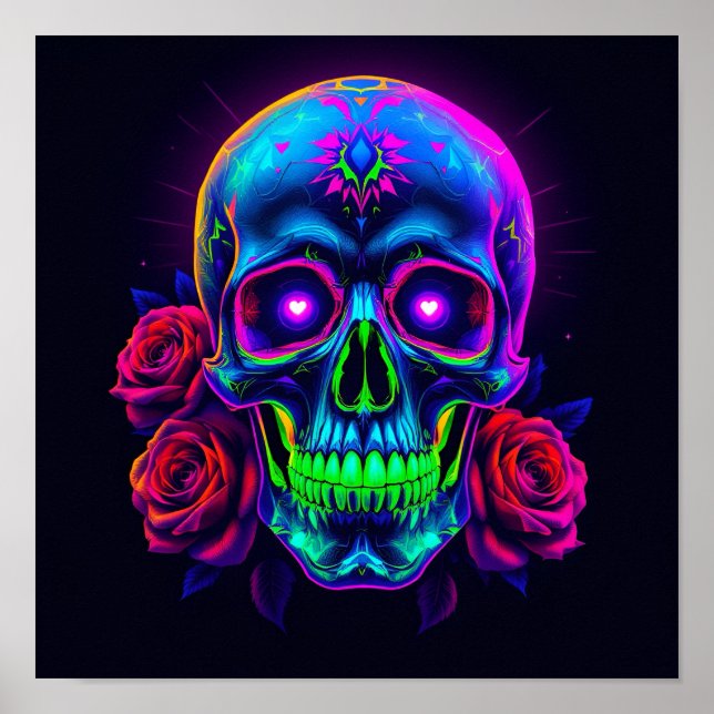 Affiche Crâne et Roses  (Devant)