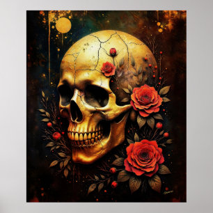 Affiche Crâne et Roses