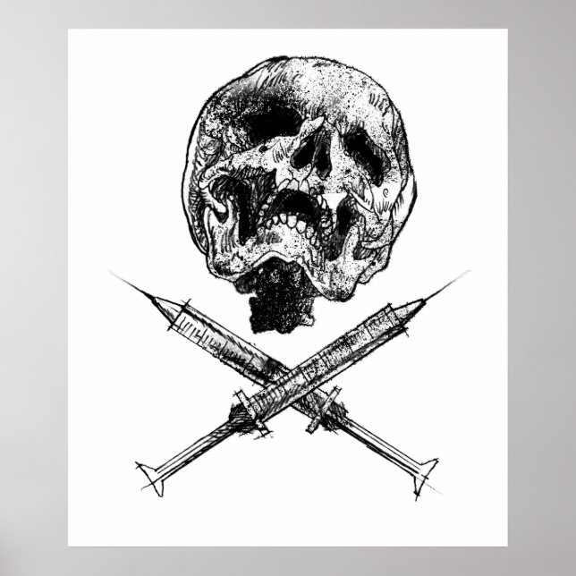 Affiche Crâne et seringues (Devant)