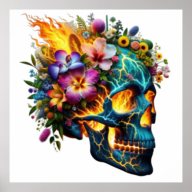 Affiche Crâne floral d'Inferno (Devant)