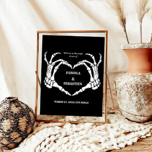 Affiche Crâne gothique Fête des mariées cardiaque Signal d