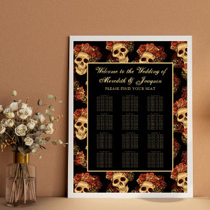 Affiche Crâne gothique Halloween Mariage Black Seating Cha