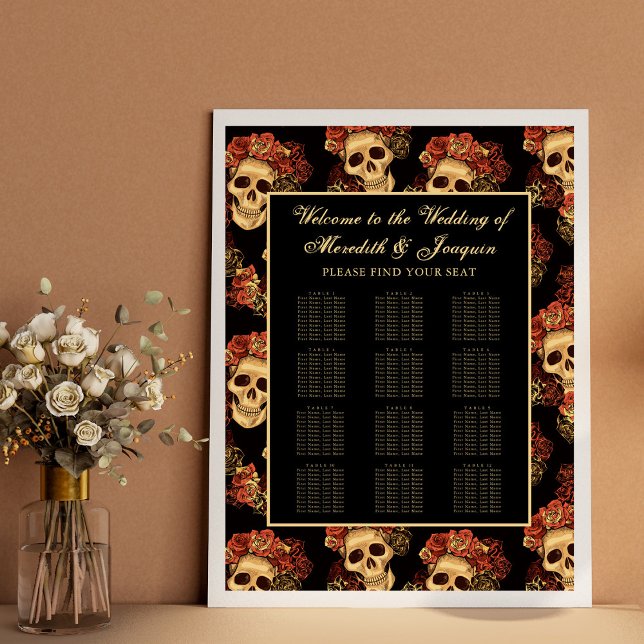 Affiche Crâne gothique Halloween Mariage Black Seating Cha (Créateur téléchargé)